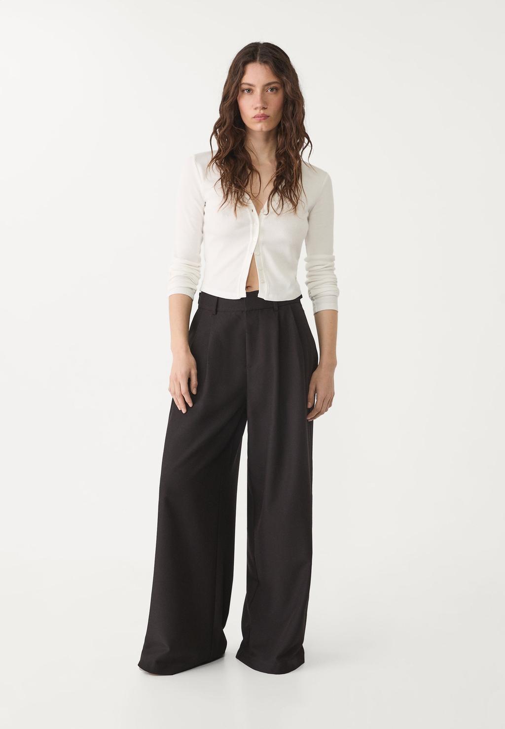 Pantalon palazzo habillé boutons