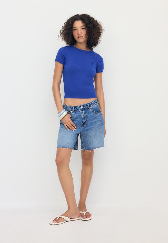 pull en maille manches courtes a superposition