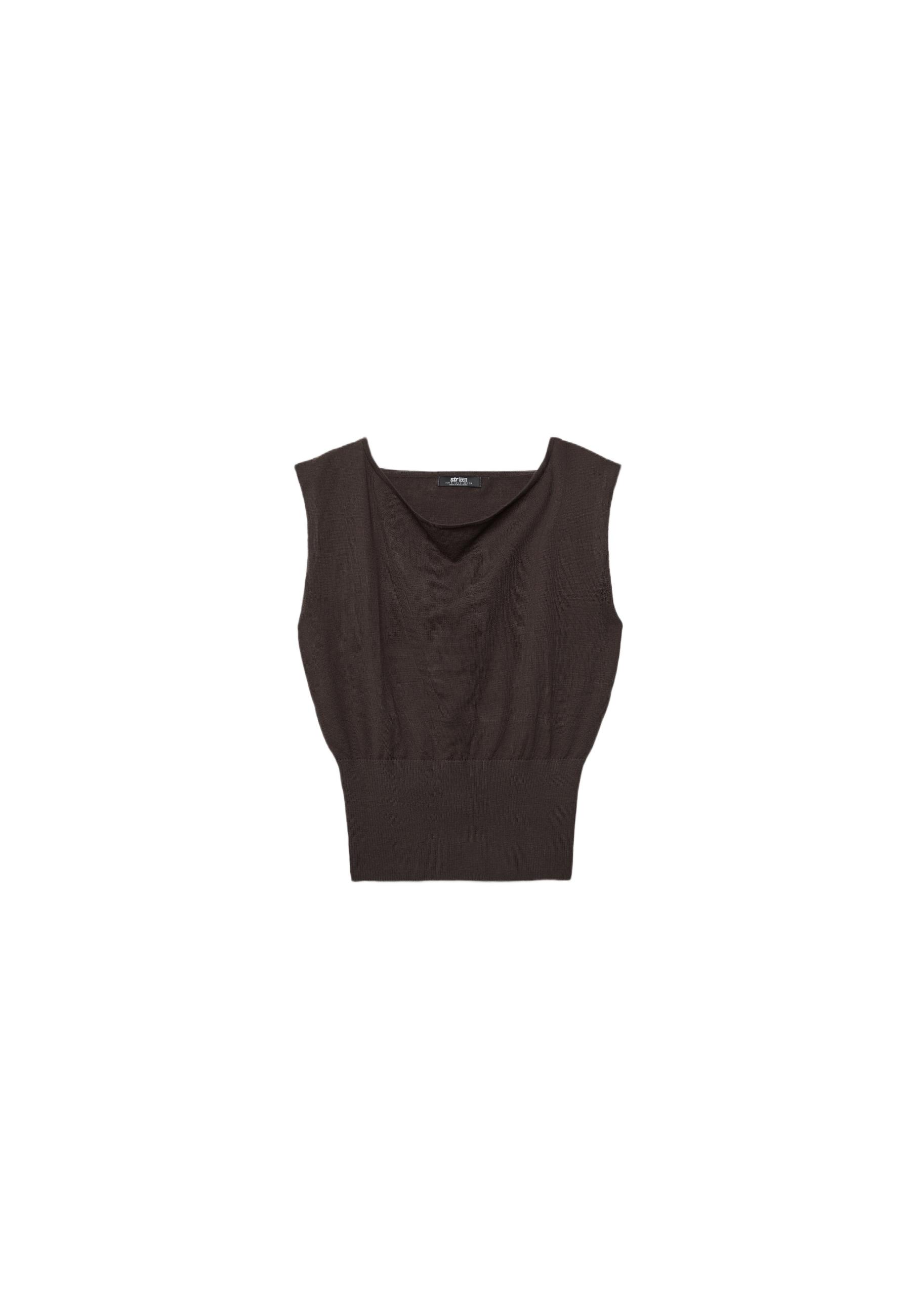 Knit top with sash — Brown