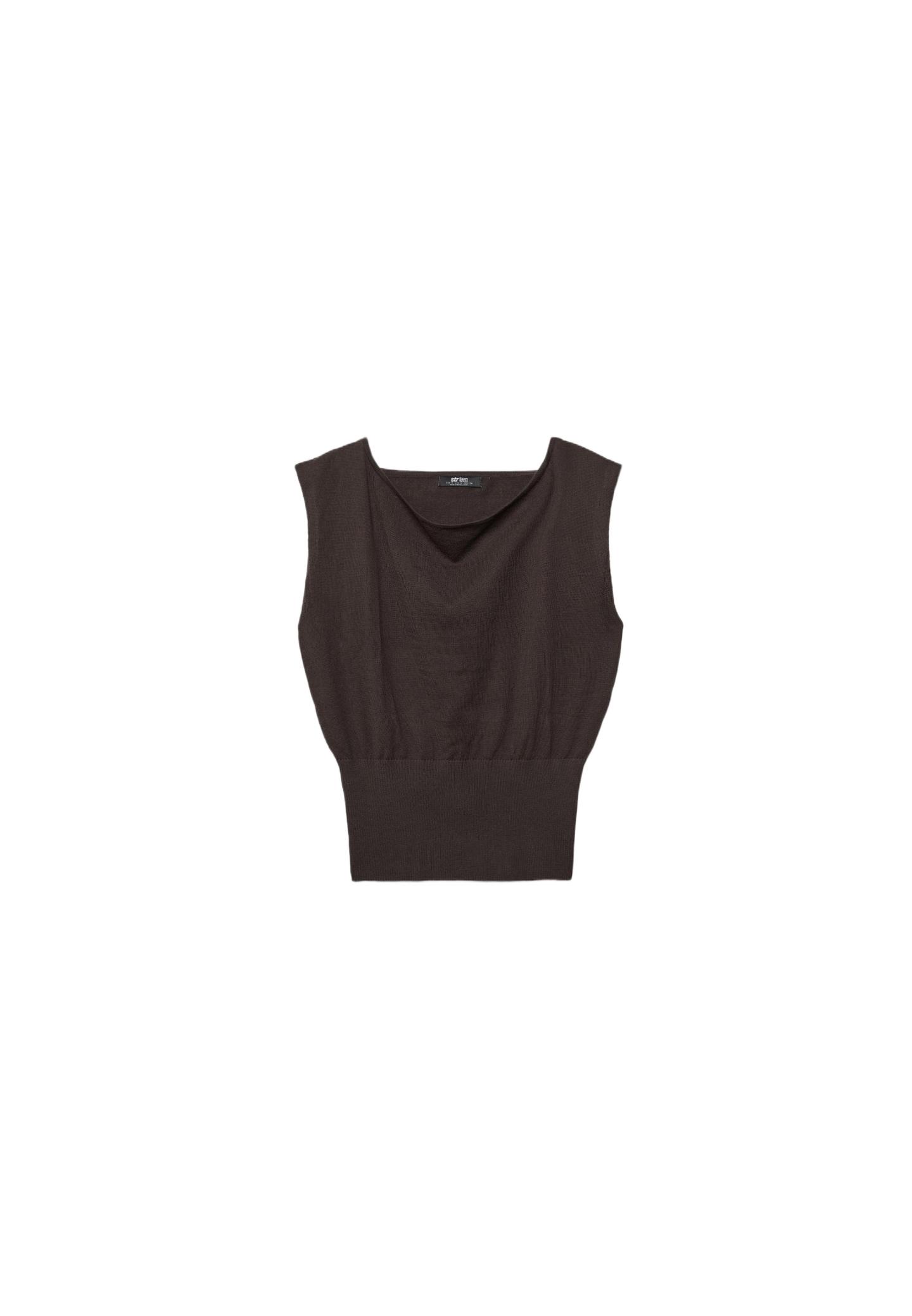 Kuşaklı triko crop top - Görsel 9