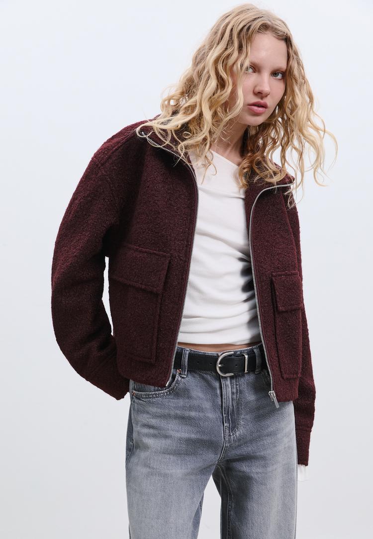 cazadora bolsillos boucle