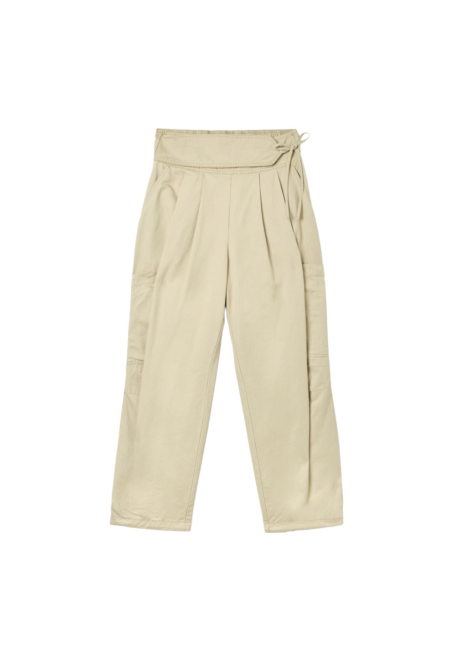 Voluminous cargo trousers with tie detail waist — Beige