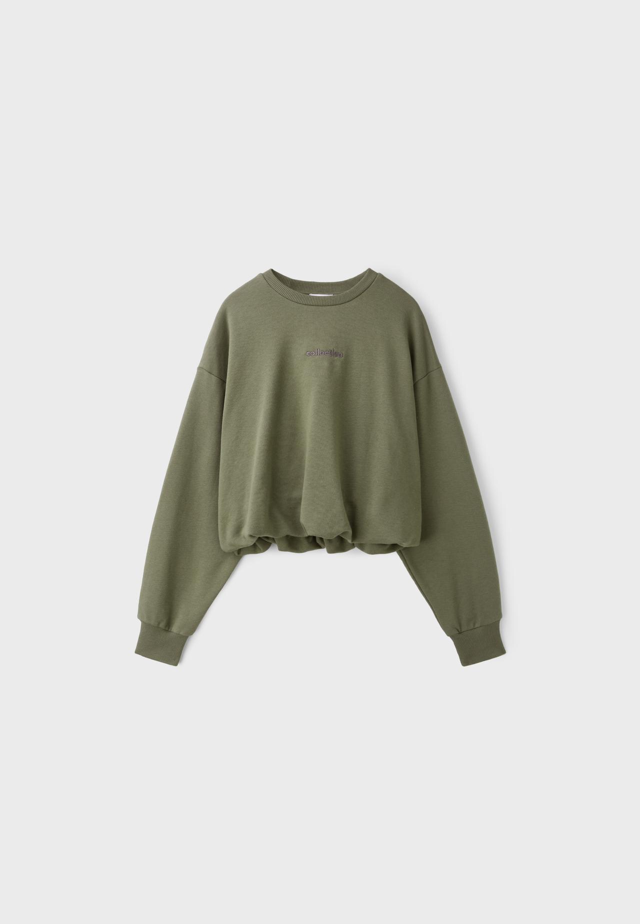 Cropped balloon sweatshirt — Khaki