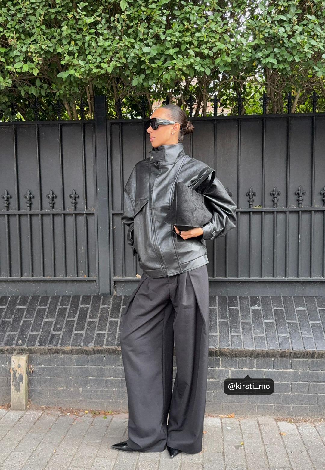 Oversize leather effect jacket — Black