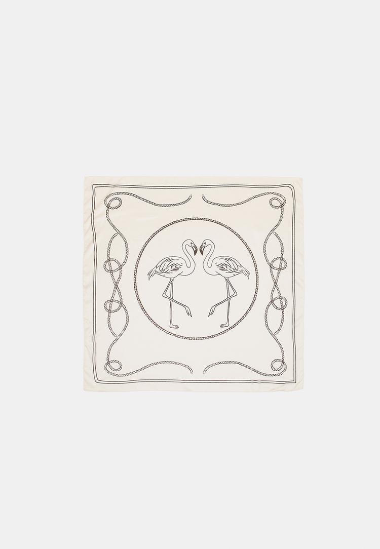 Stradivarius Κροσέ Μαντήλι Με Λουλούδια Εκρού Os