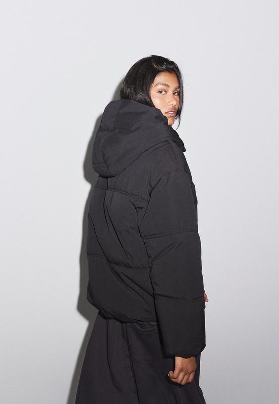 oversize kapusonlu dolgulu ceket
