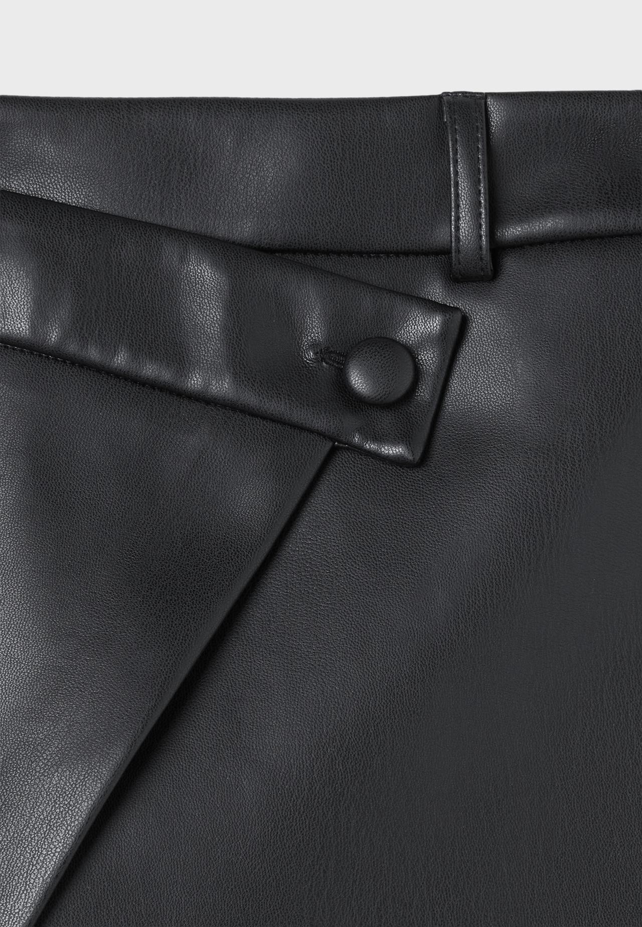 Leather effect crossover mini skirt — Black