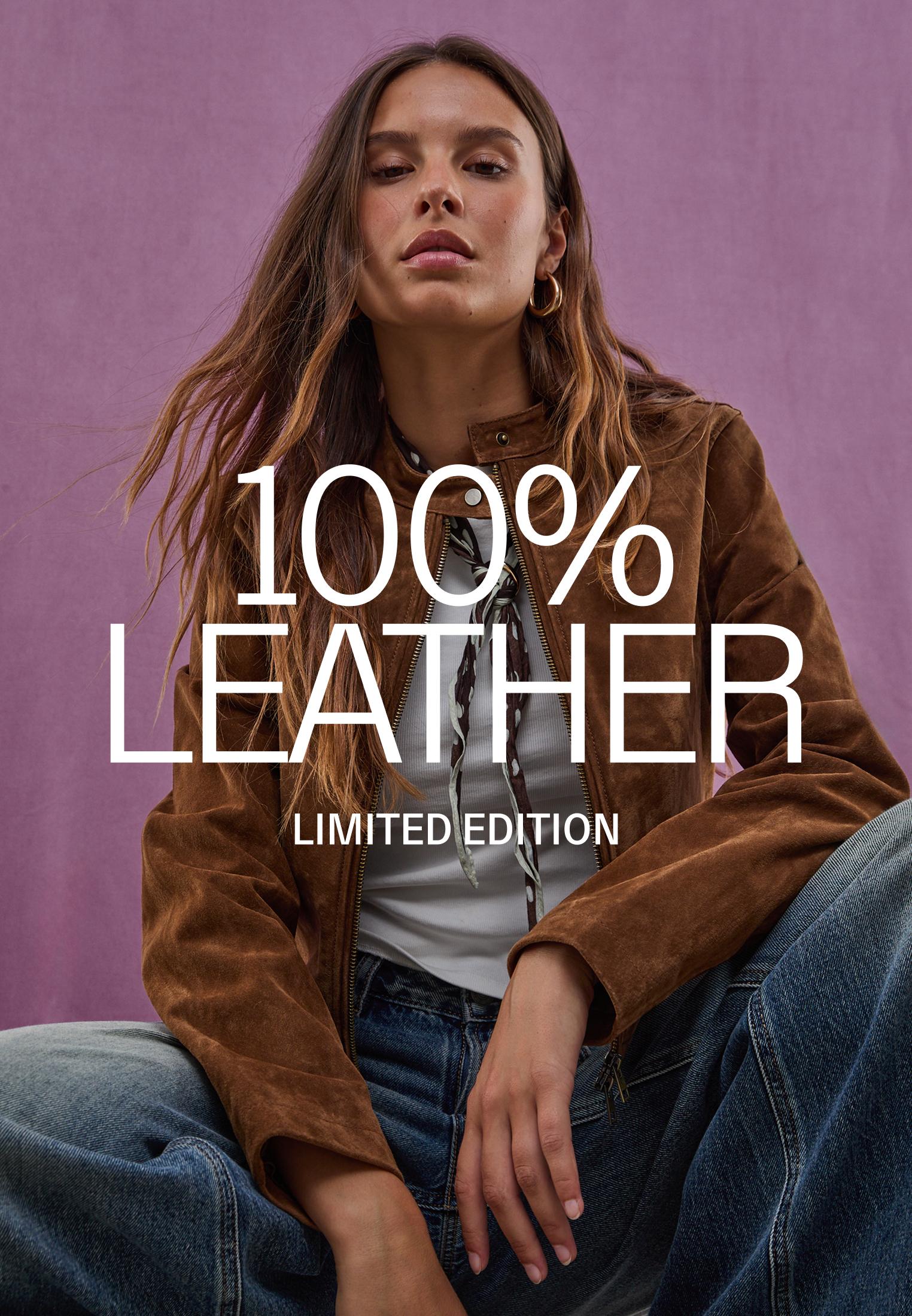 100% leather biker jacket — Brown