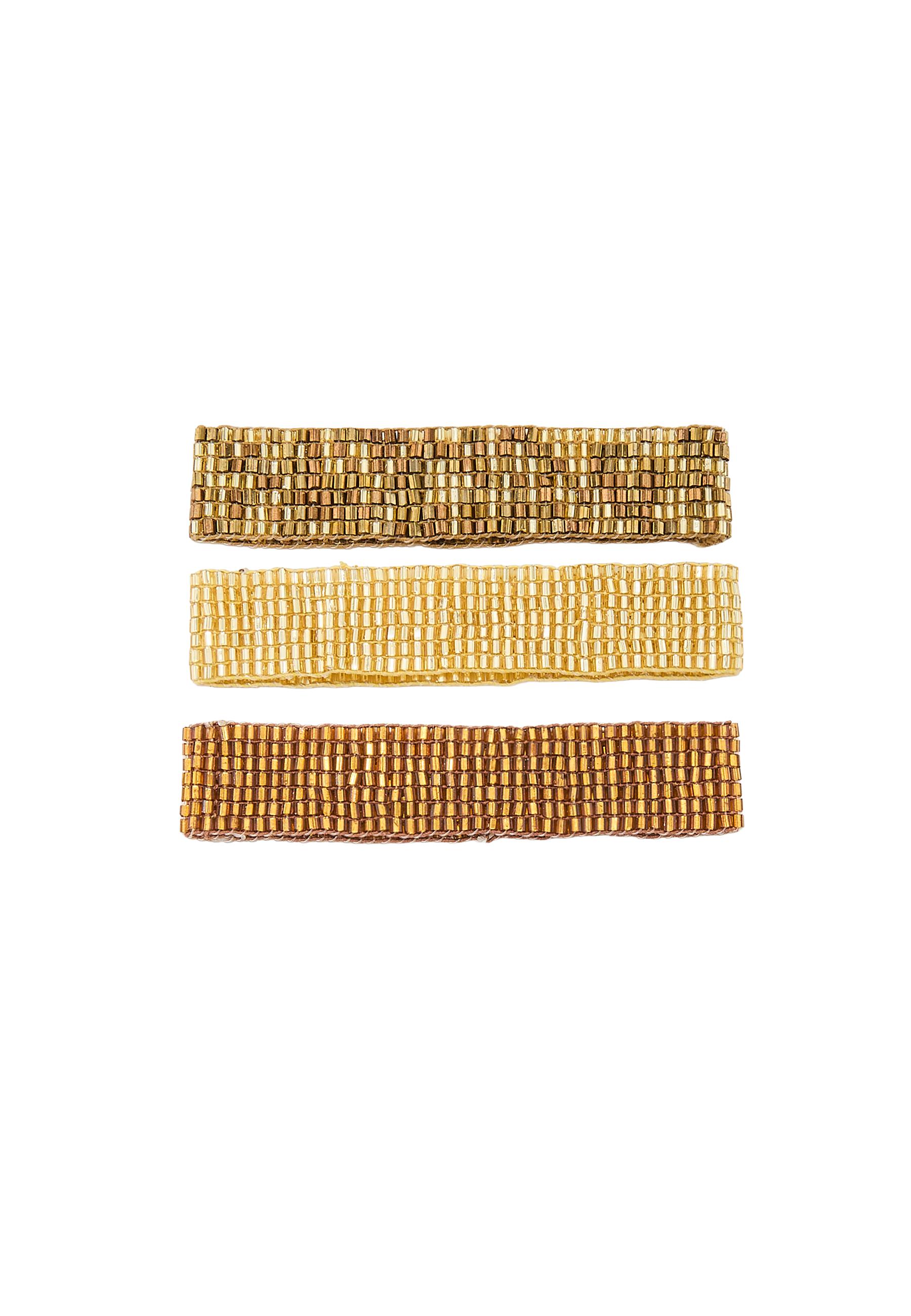 Set of 3 beaded bracelets — Brown