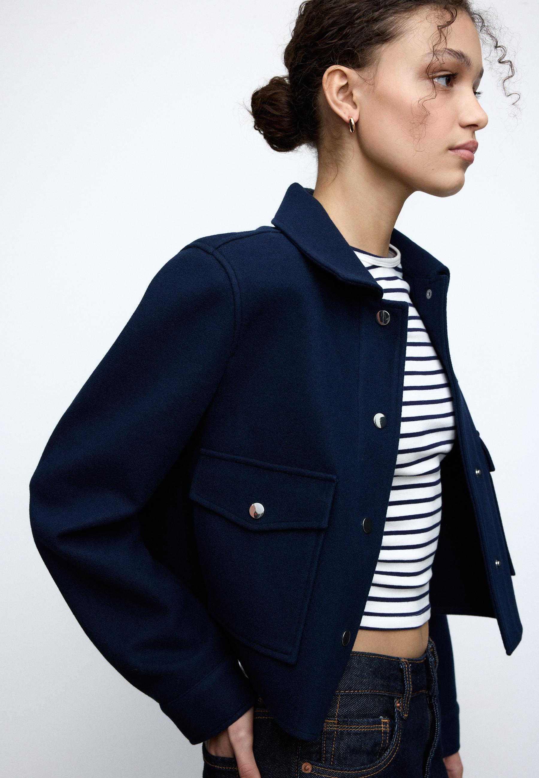 【サラマリカ】Srideri Gather Short Jacket CROPPED FIT STRIPED FIREMAN CLASP JACKET - Ecru | ZARA United Kingdom
