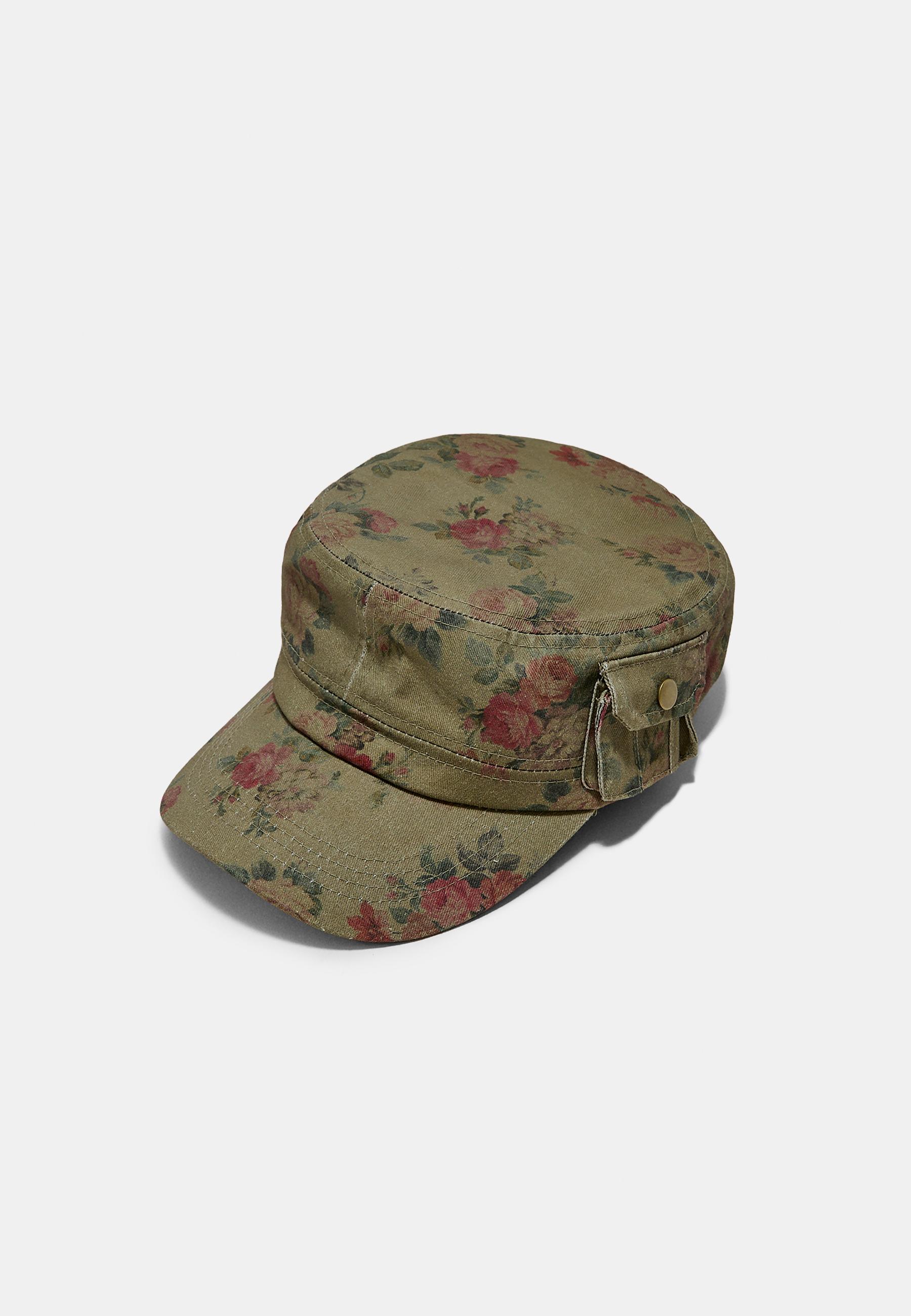 Floral cap — Khaki