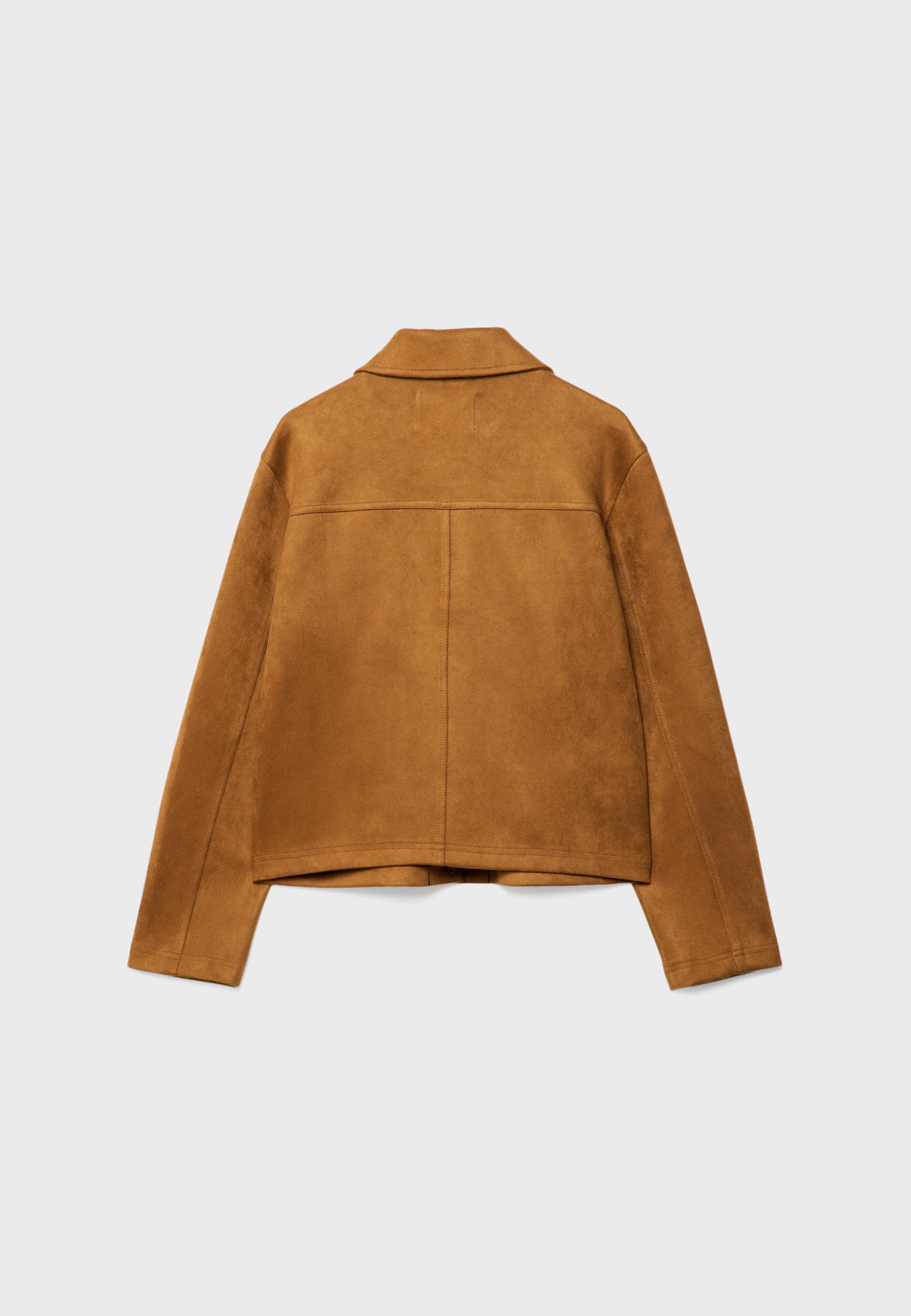 Faux suede jacket — Pale camel