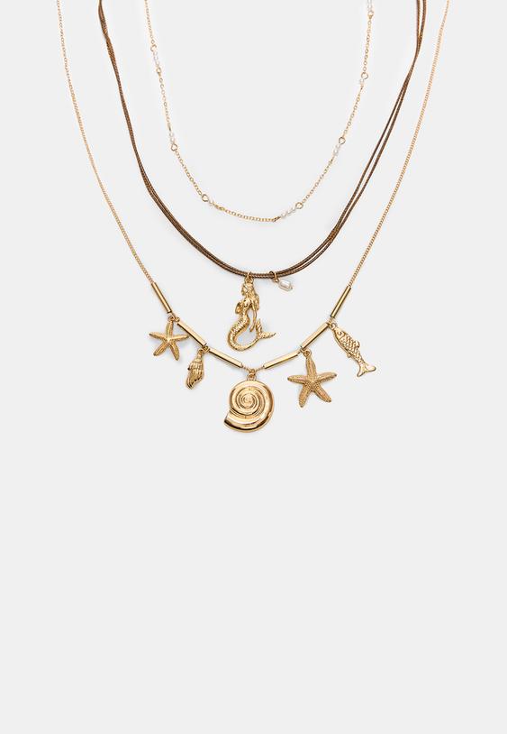 set 3 collane con charm sirena