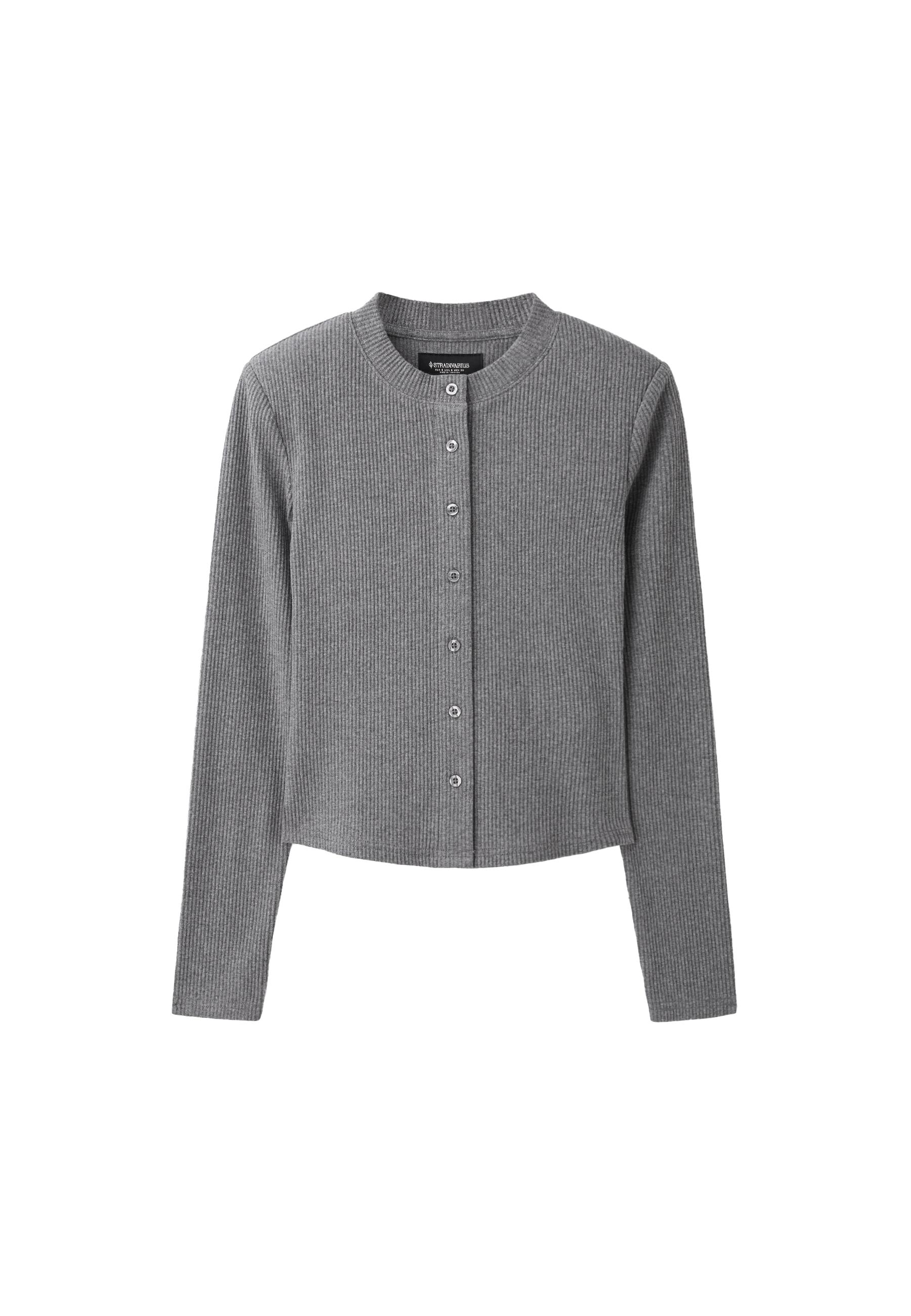 Knit cardigan with shoulder pads — Dark grey