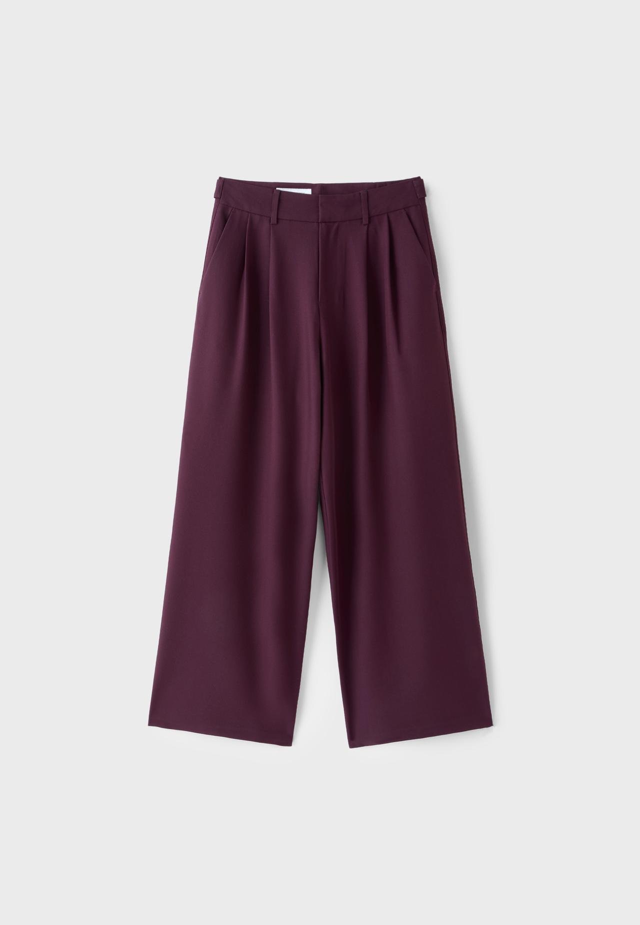 Wide-leg smart trousers with adjustable buttons — Purple