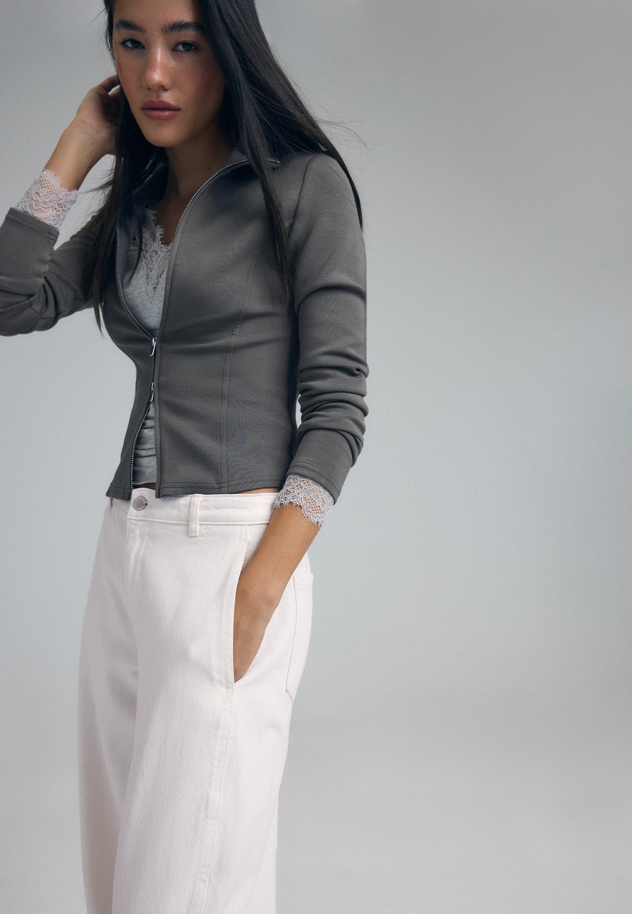 100% cotton barrel trousers — Vanilla
