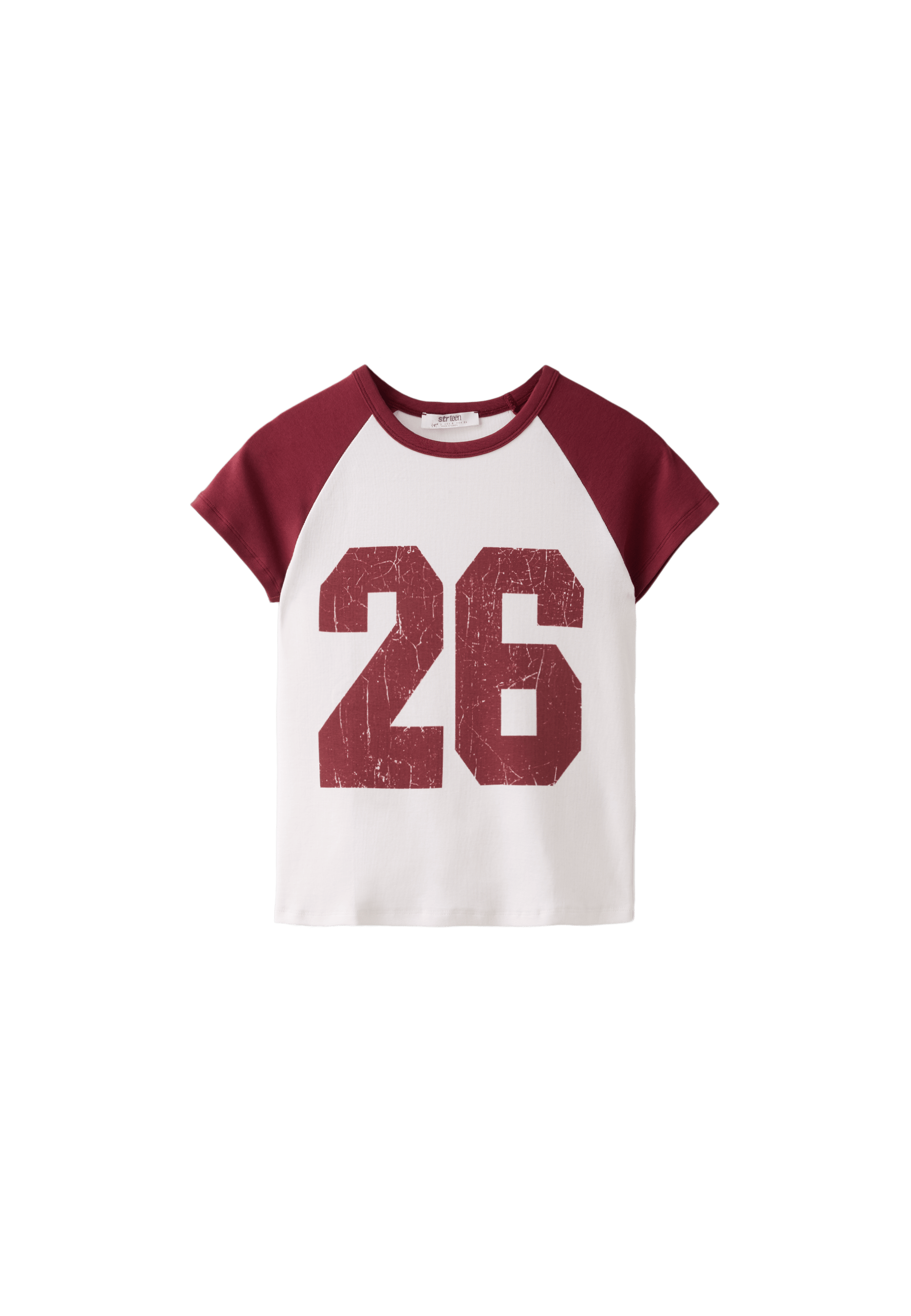 Printed short sleeve T-shirt — Dark red