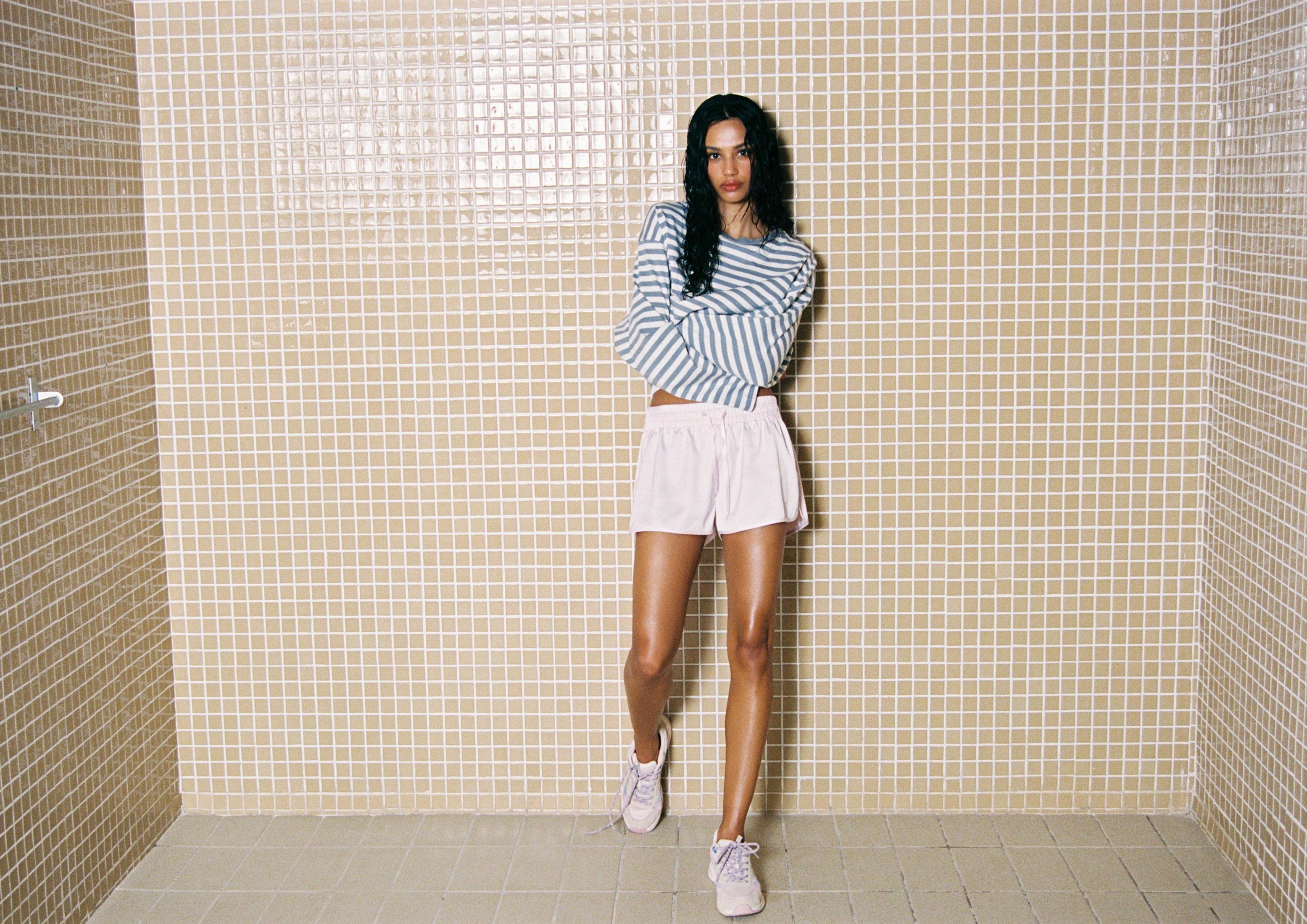 Satin mini shorts — Pastel pink