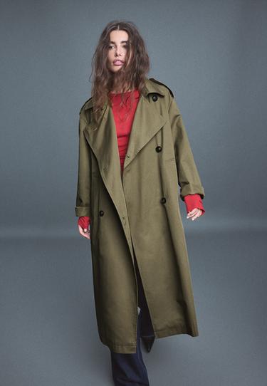 Long basic trench coat — Khaki 3