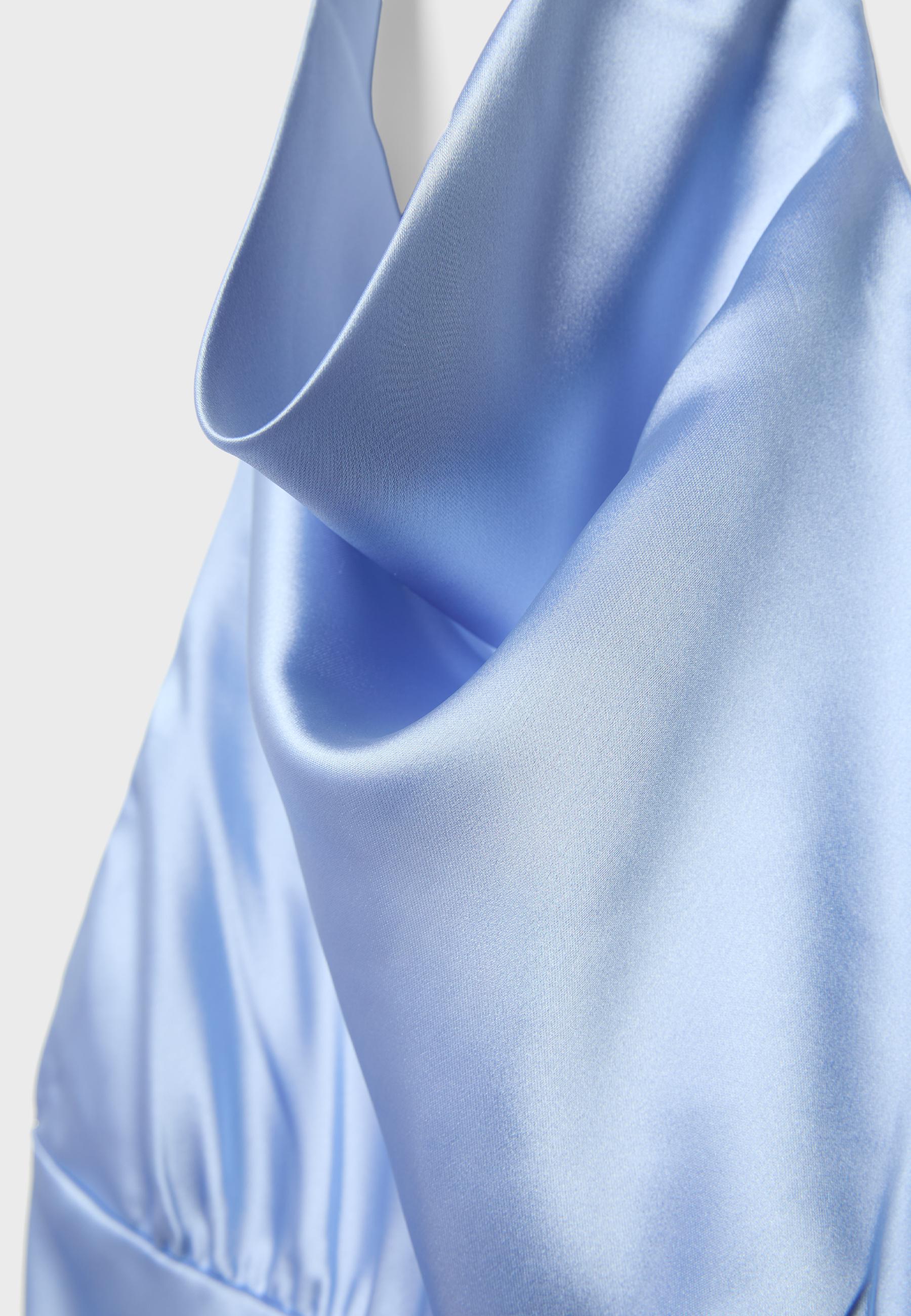 Short satin halterneck dress — Sky blue