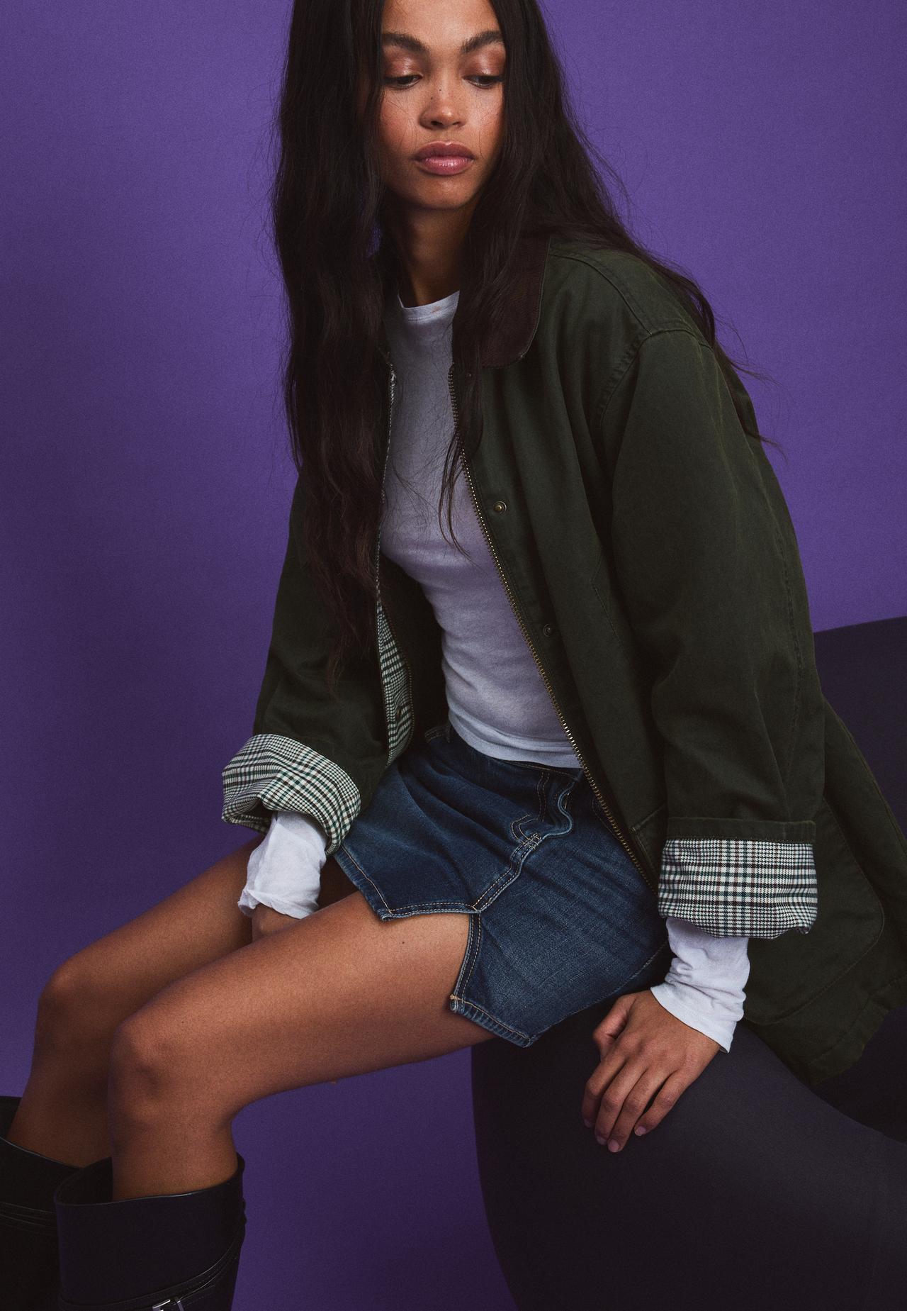 Waxed-effect parka — Khaki