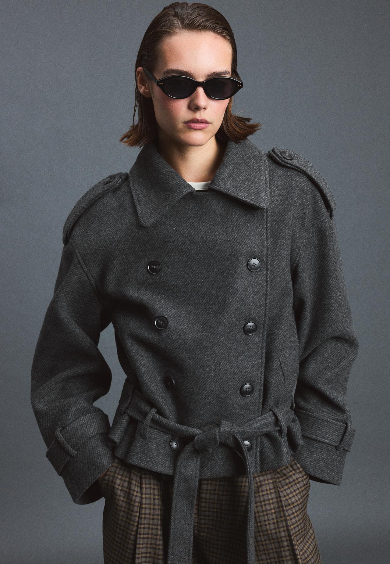 Oversize soft-touch trench coat — Dark grey