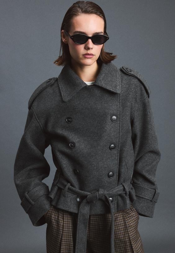 yumusak dokulu oversize trenckot