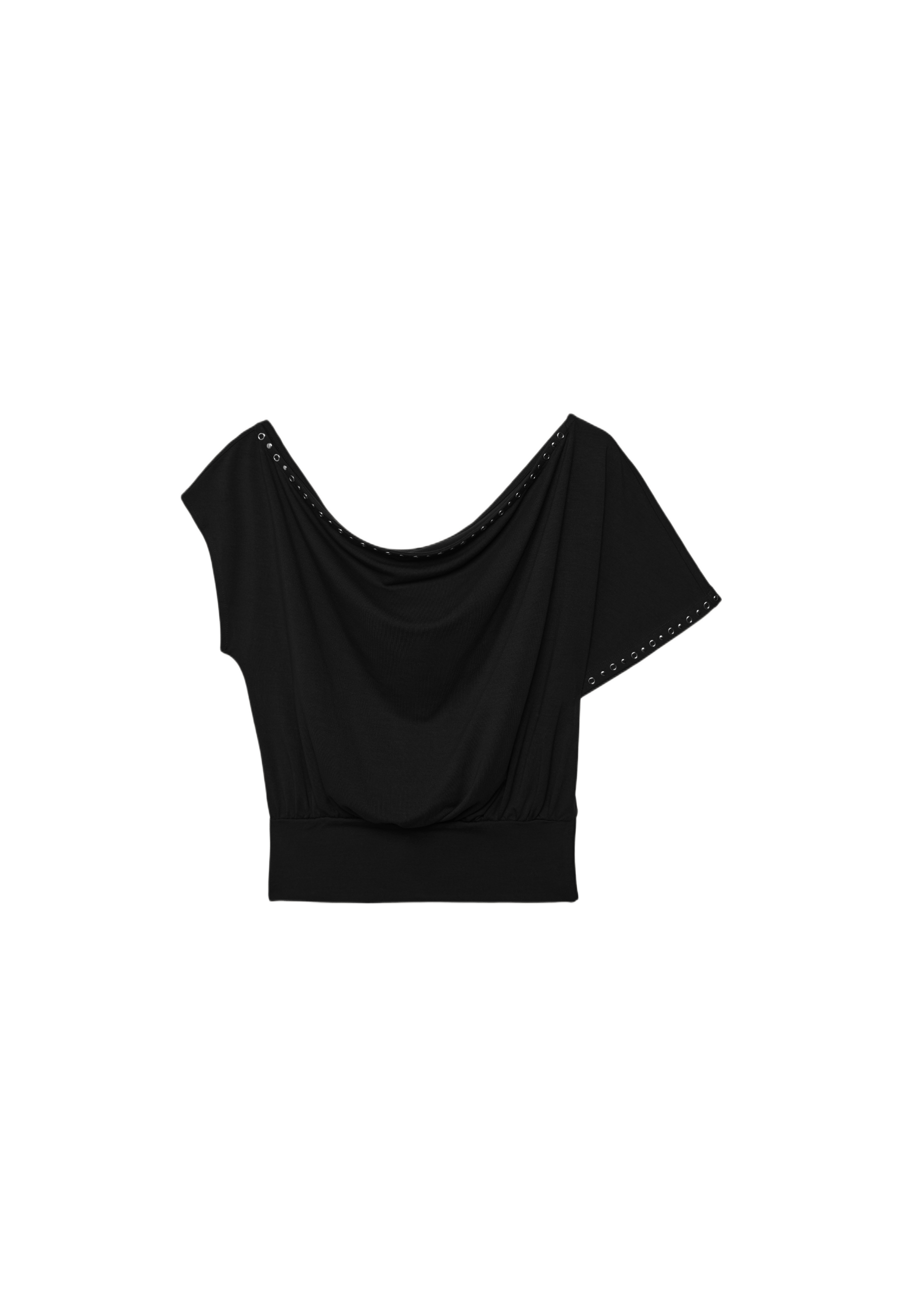Asymmetric stud T-shirt — Black