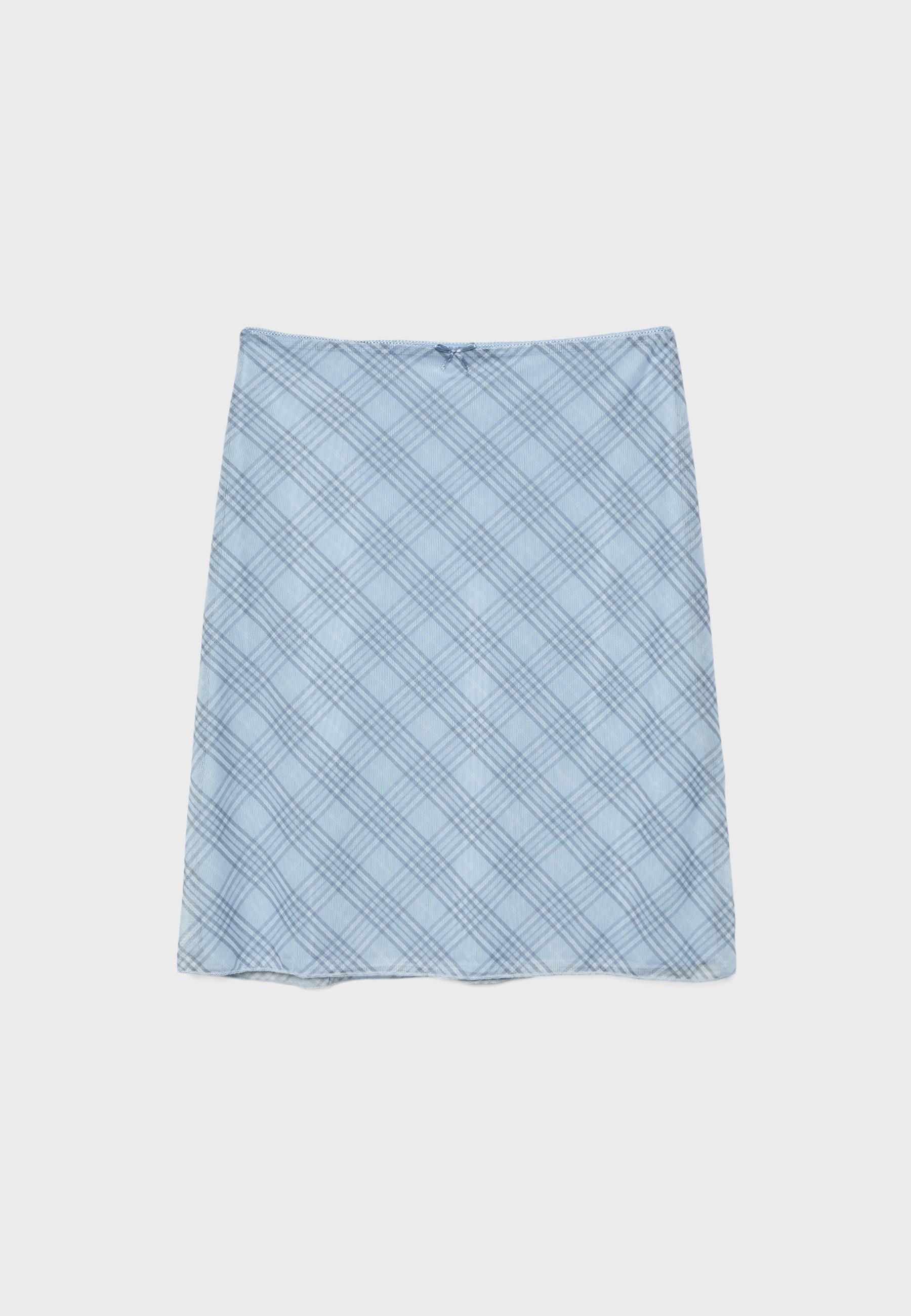 Polka dot tulle midi skirt — Sky blue