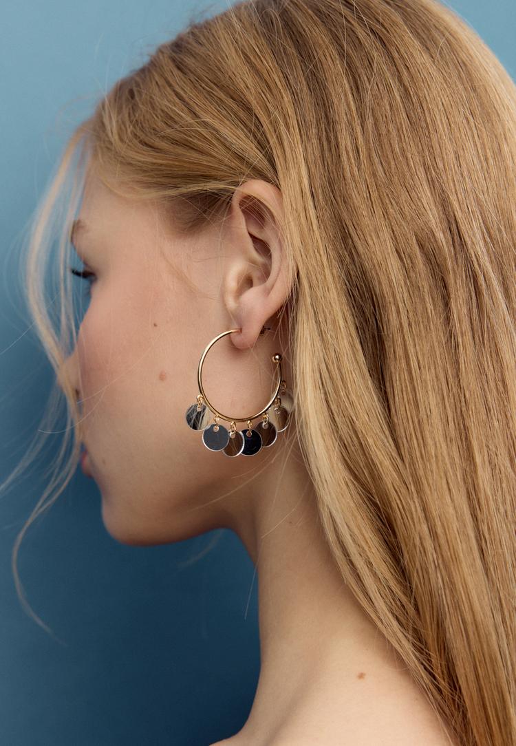 pendiente aro efecto espejo