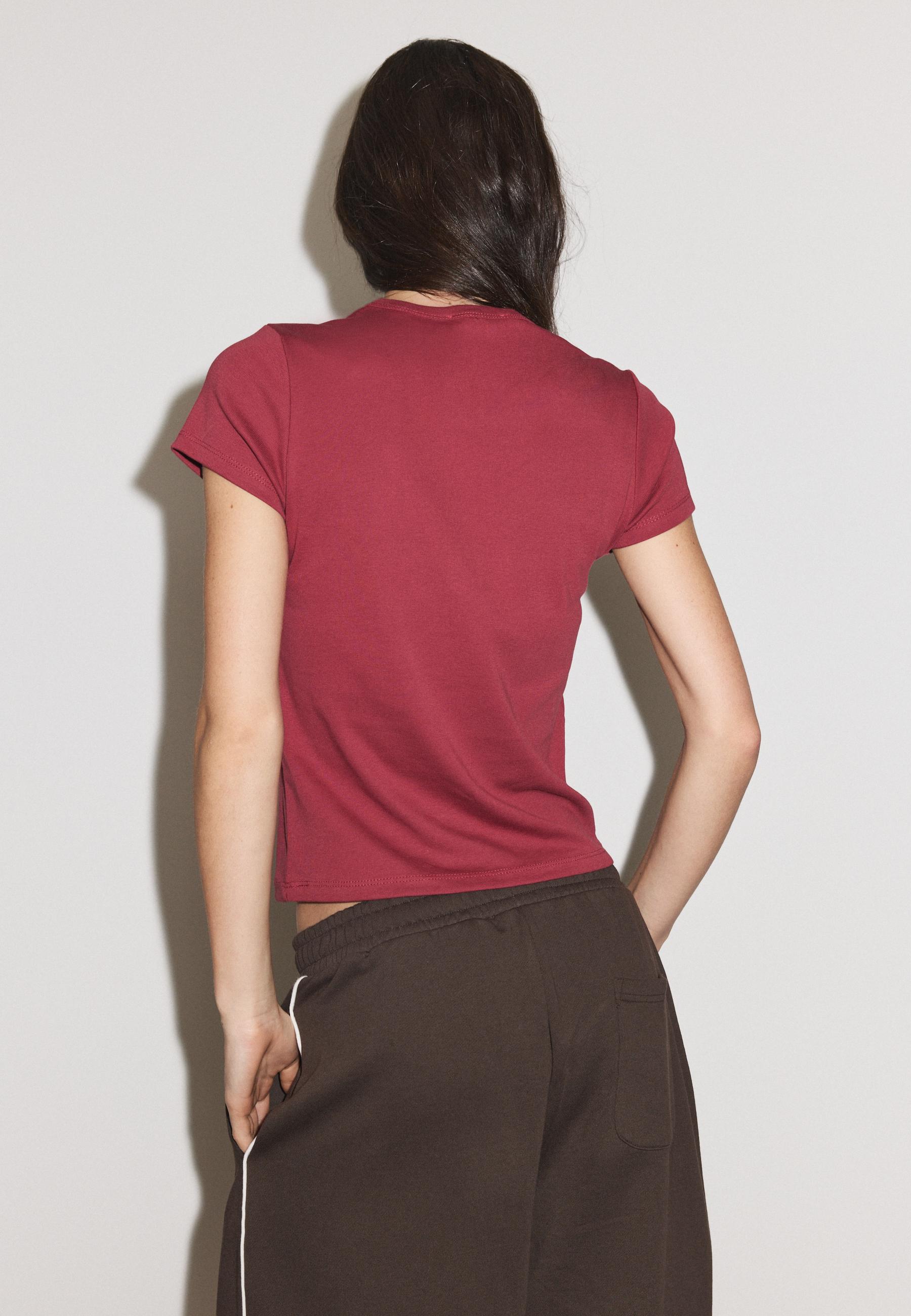 Printed short sleeve T-shirt — Dark red