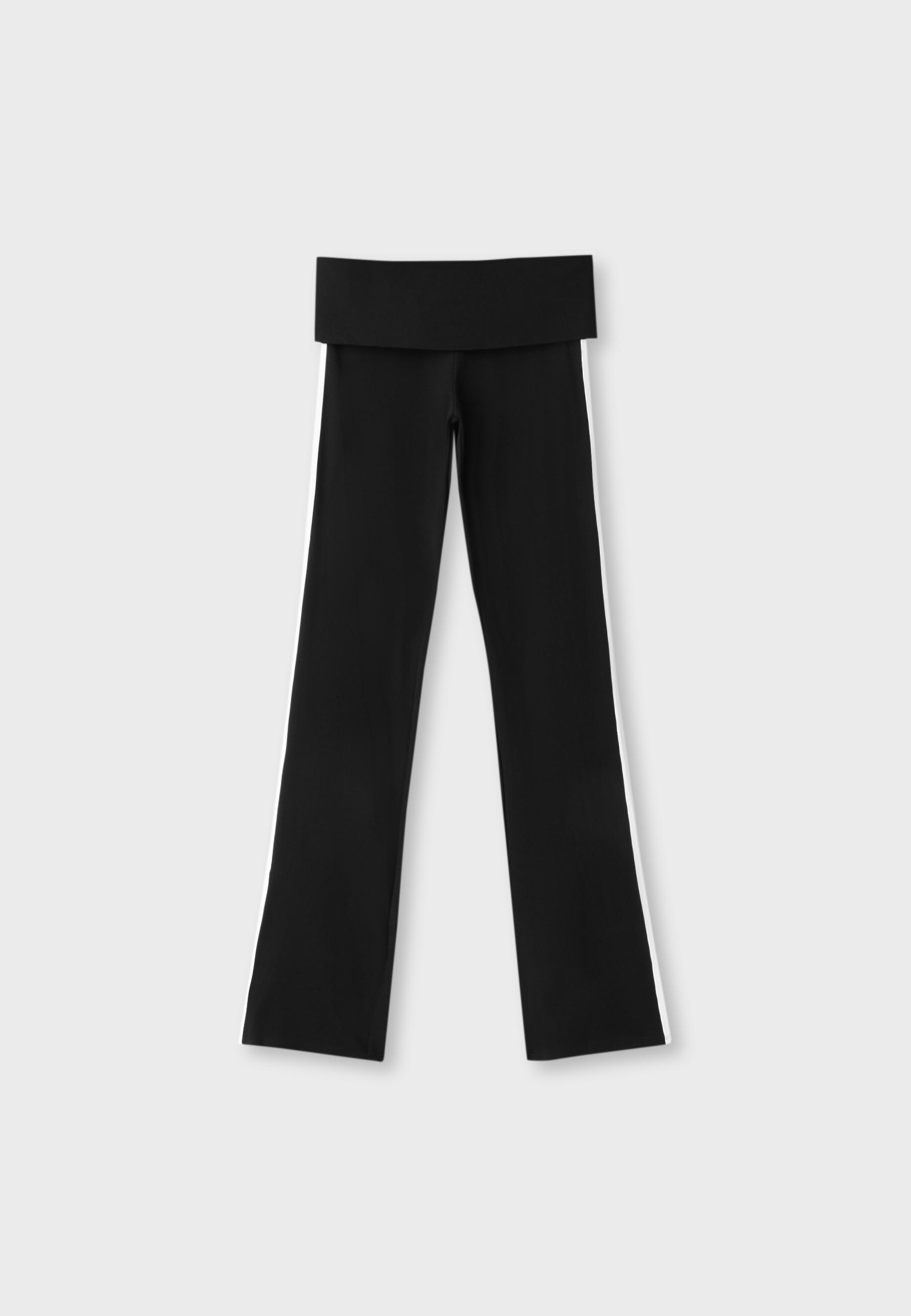 Turn-down waist bell bottom leggings — Ecru