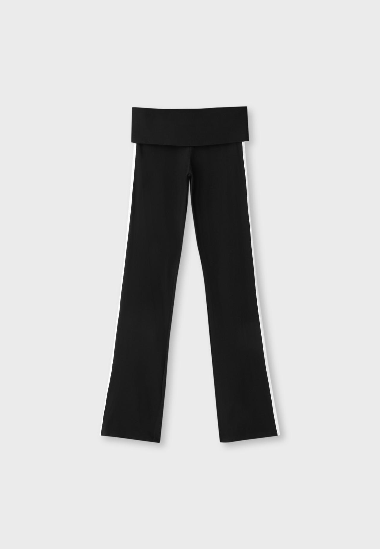 Fold-over waist bell bottom leggings — Ecru