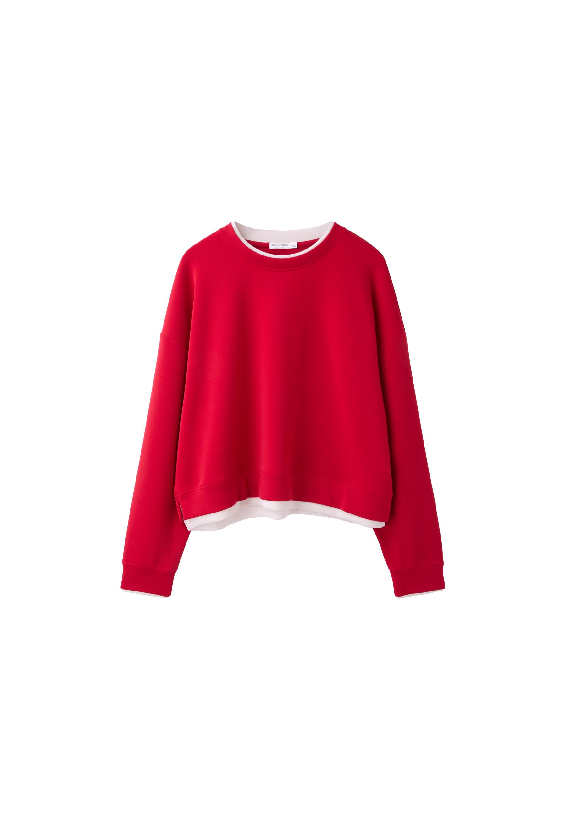Stradivarius Yumuşak dokulu, kontrast bisiklet yaka sweatshirt görsel 6