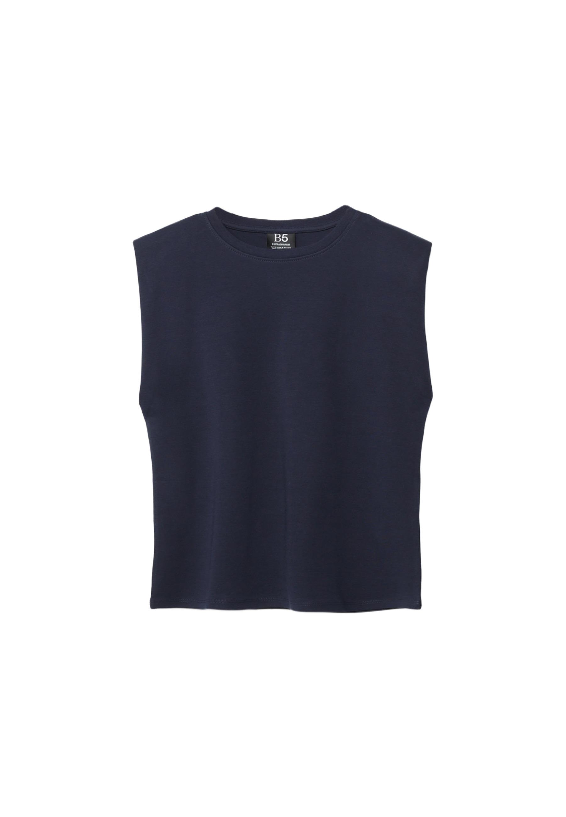 B05 Padded shoulder basic T-shirt — Dark blue