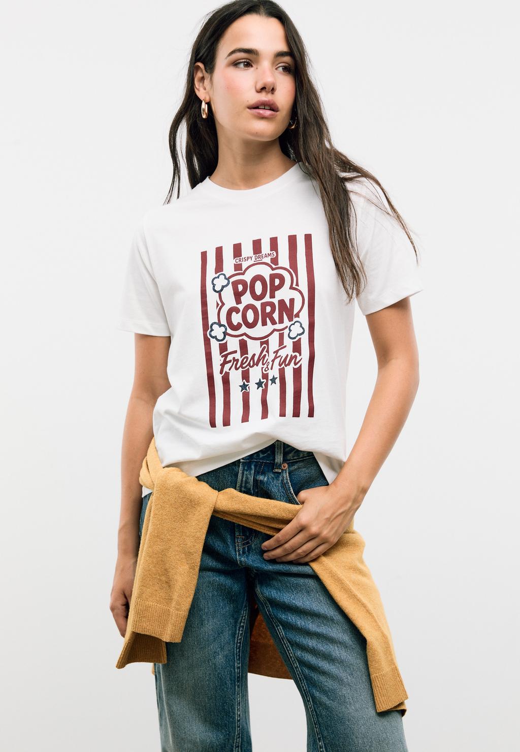 Popcorn T-shirt with rhinestones
