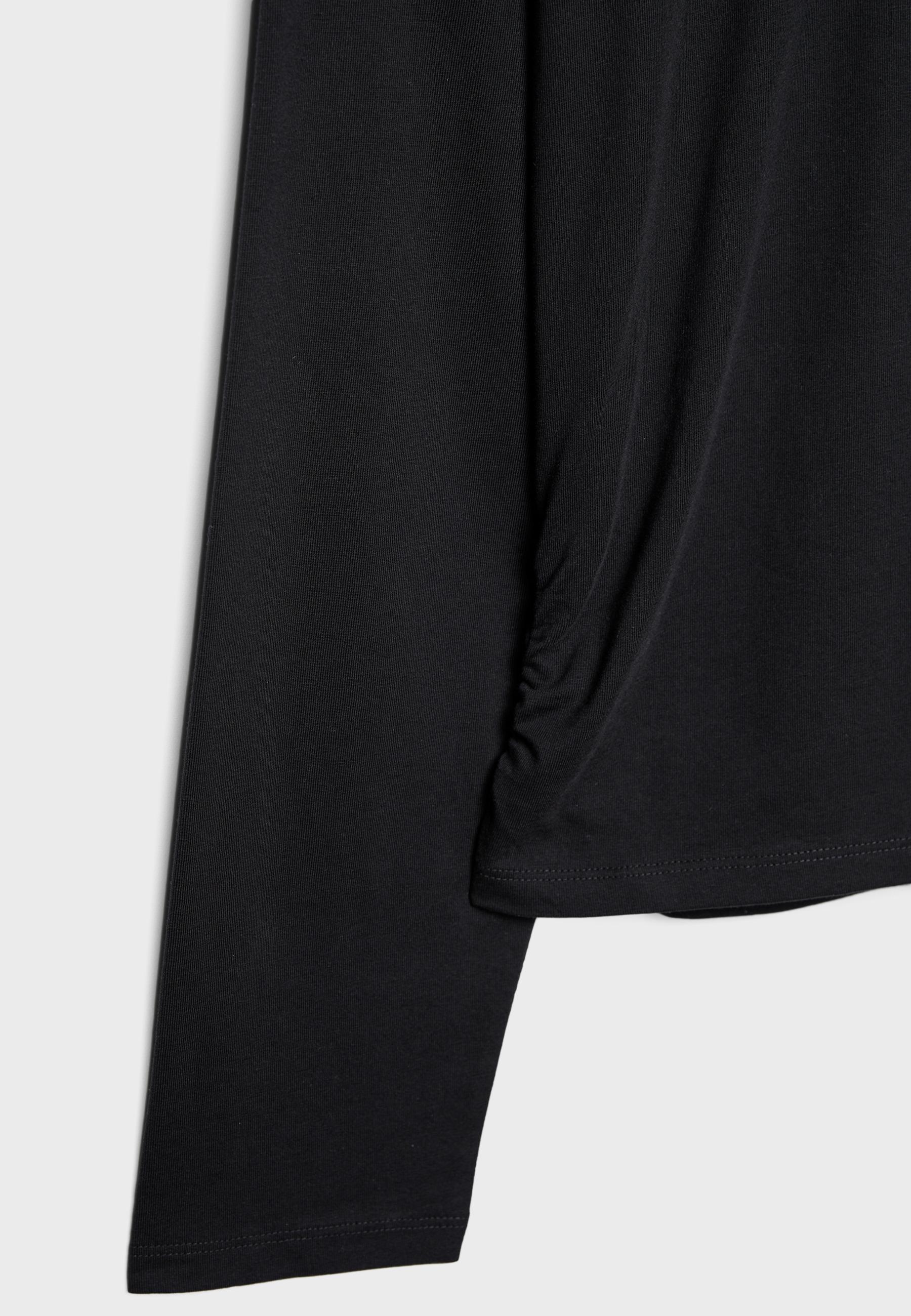 Long sleeve gathered T-shirt — Black