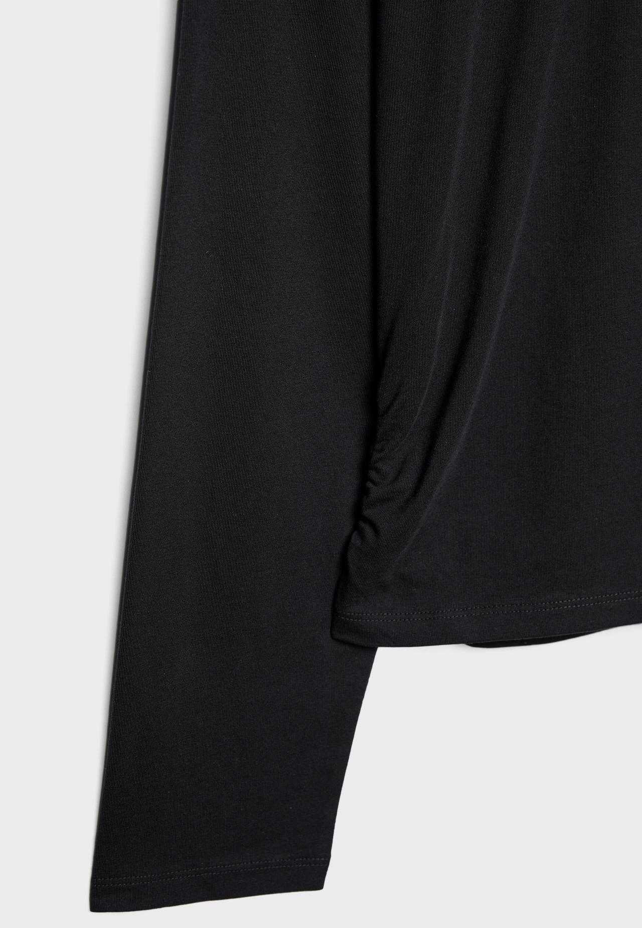 Long sleeve gathered top — Black