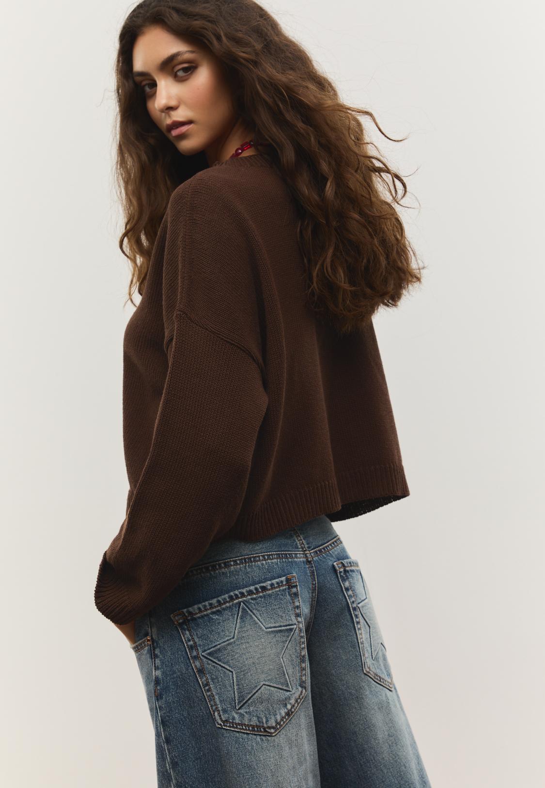Shrug Jersey Cebra Stradivarius Cropped Sweater With Shapes