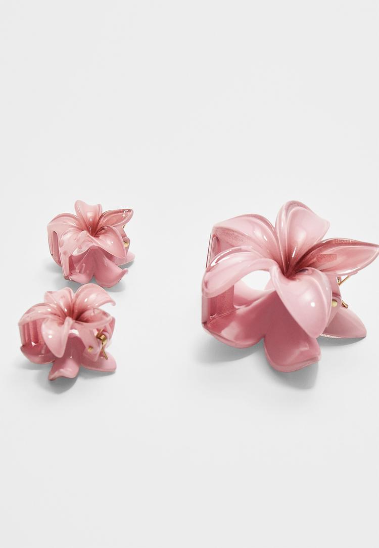 set 3 pinzas de pelo flor
