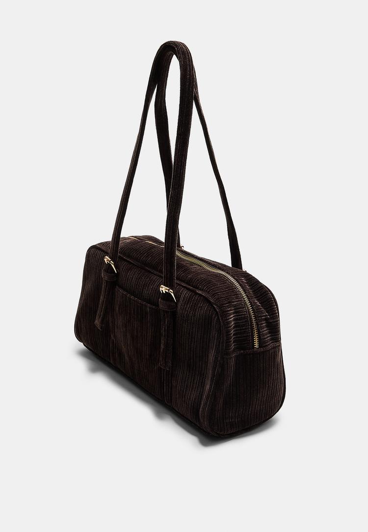 Stradivarius Τσάντα Bowling Με Υφή Καφέ Os φωτογραφία