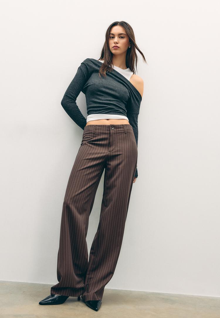 pantalon vestir recto slim rayas