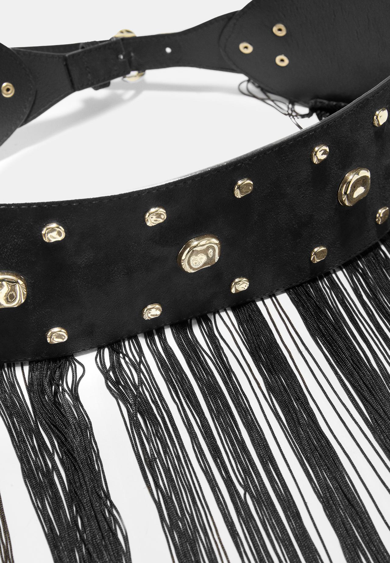 Fringed belt — Black