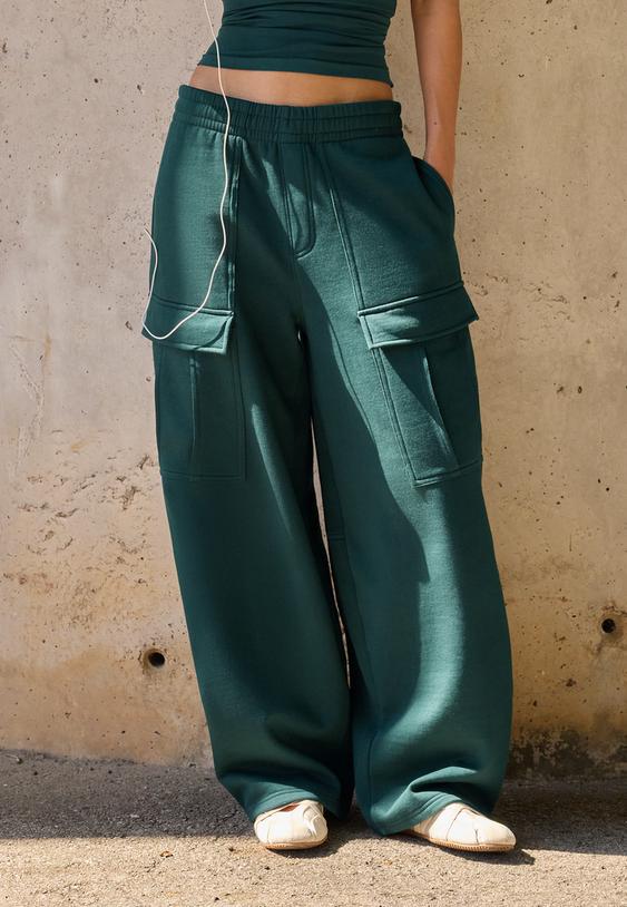 Stradivarius Cargo Παντελόνι Jogger Χακί M