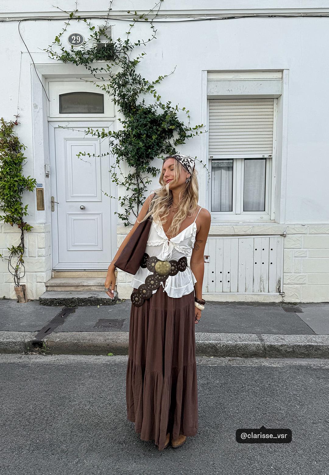 Faux suede shoulder bag — Brown