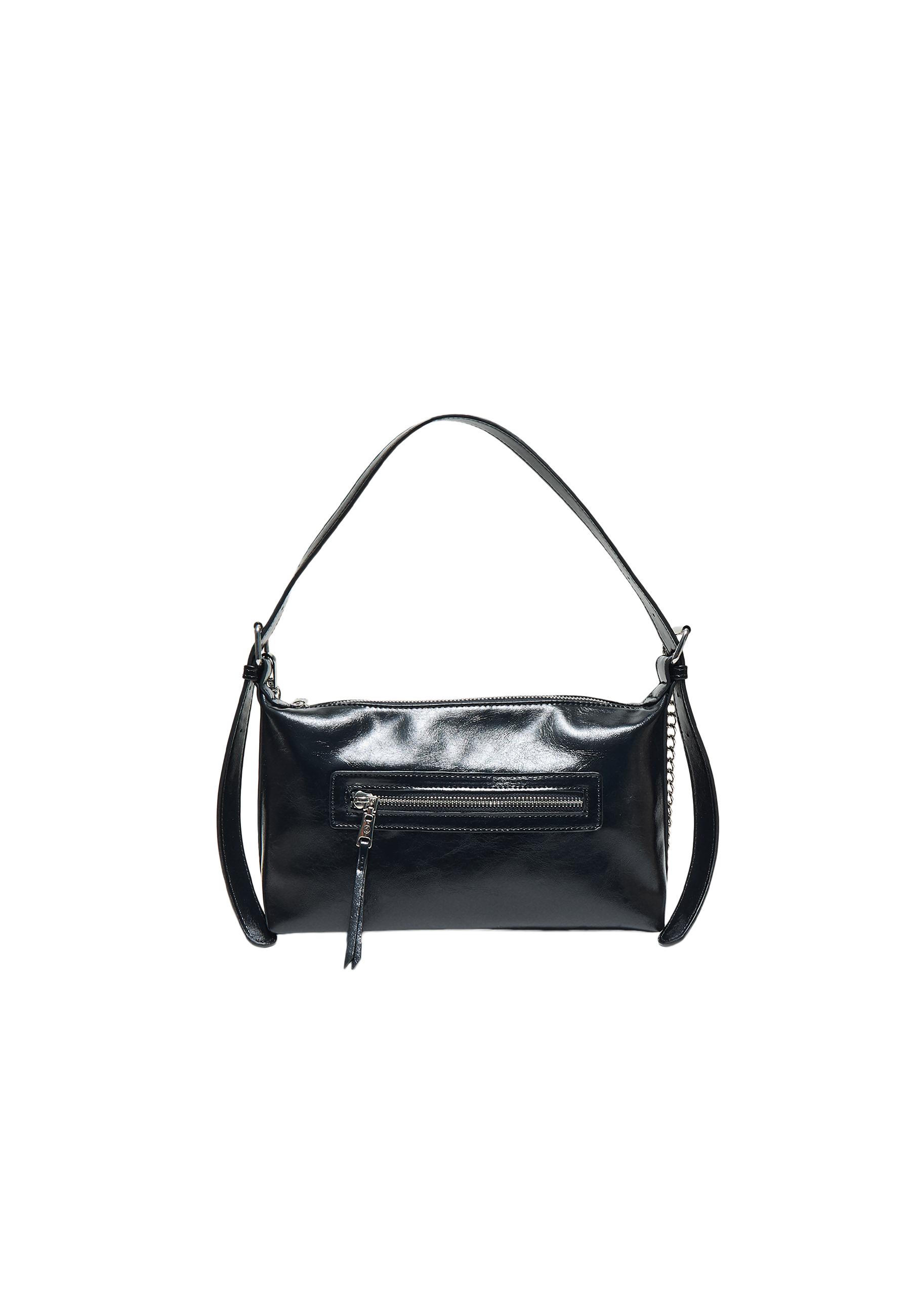 Shoulder bag with front pocket — Black