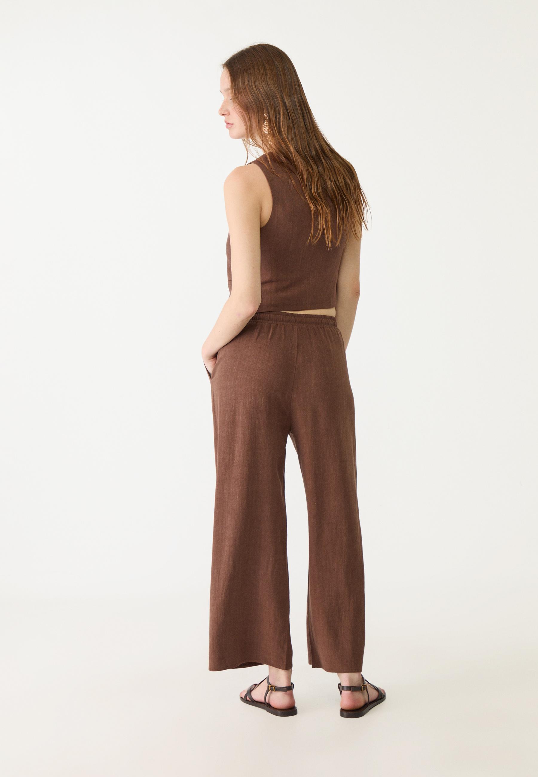 Keten Karışımlı Culotte Pantolon - Görsel 4