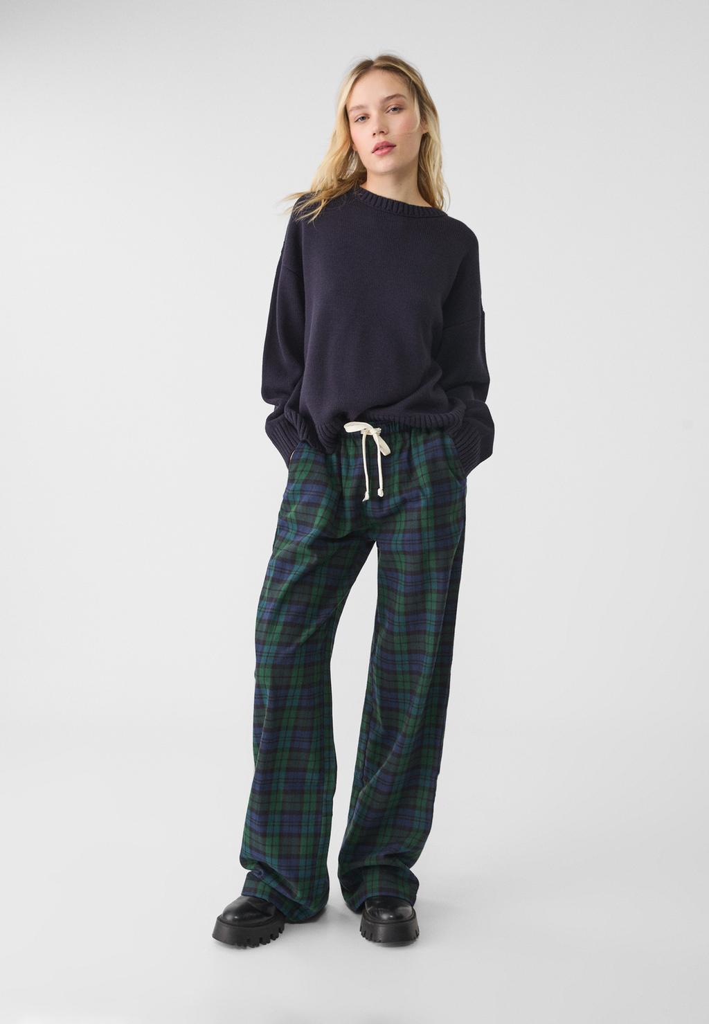 Checked cotton trousers