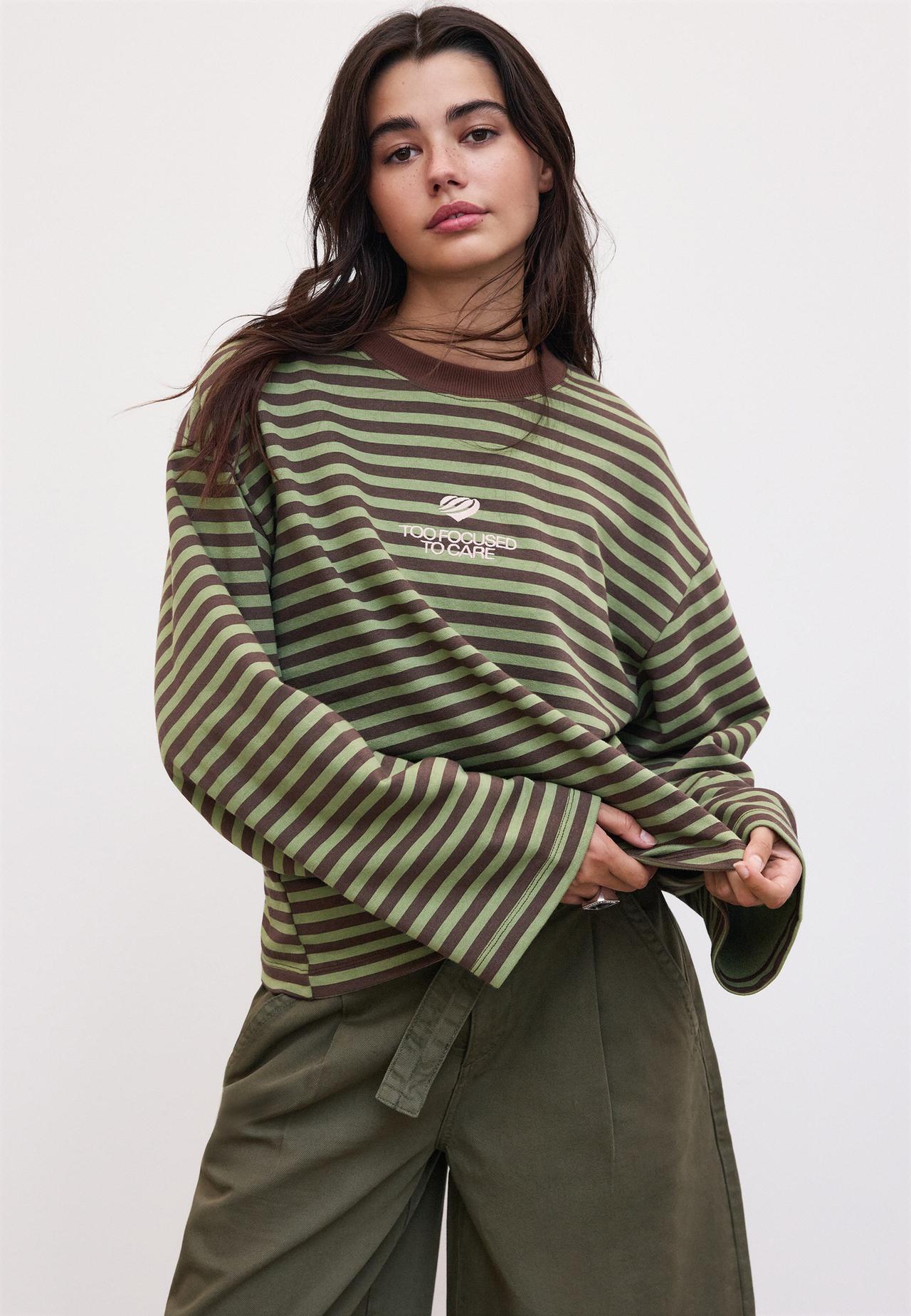 Striped sweatshirt — Khaki