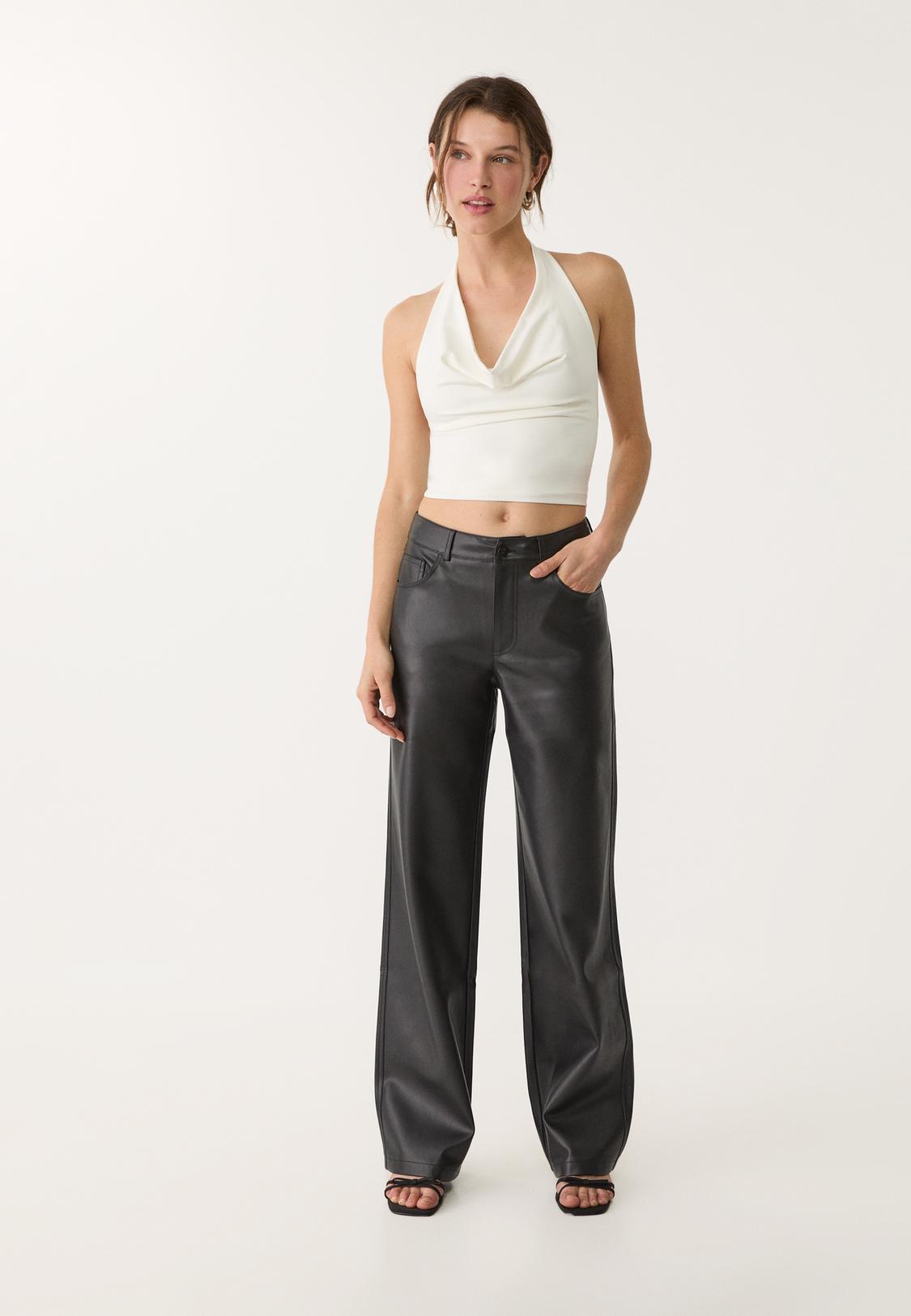 Outfit Wide Leg Pants Vinipiel Stradivarius Wide Leg Faux Leather